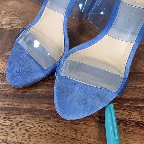 Veronica Beard Asha Blue Suede Stiletto Heels with Transparent Straps Size 7 - Picture 11 of 17